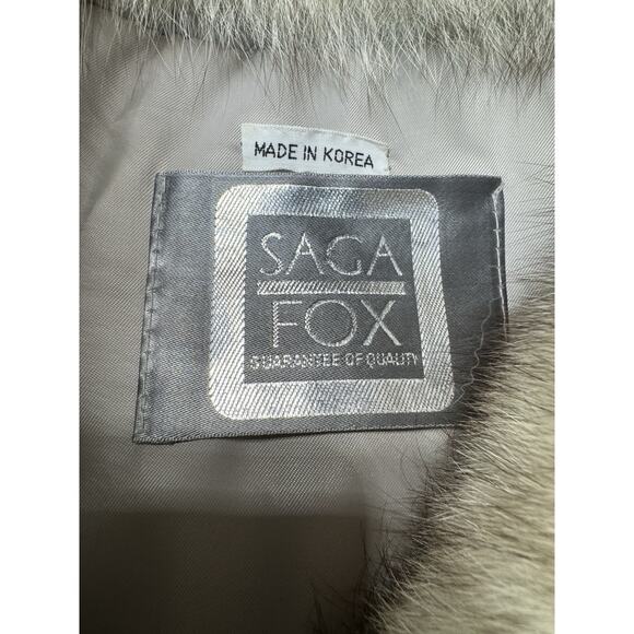 VINTAGE Saga Fox Norway Fur Made In Korea Real Genuine Gray White Pelts Large - Picture 4 of 5